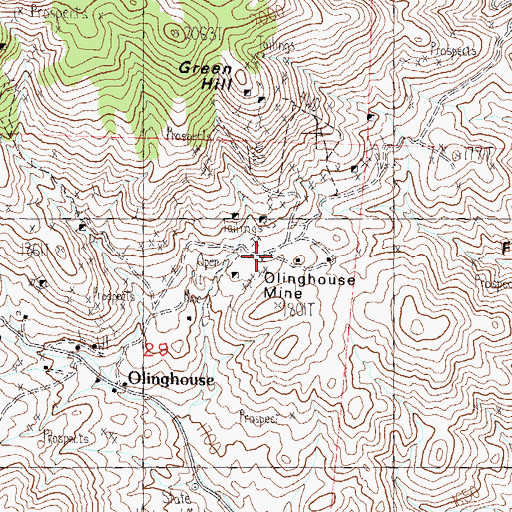 Topographic Map of Olinghouse Mine, NV