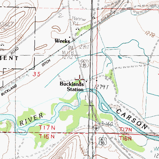 Topographic Map of Bucklands Station (historical), NV