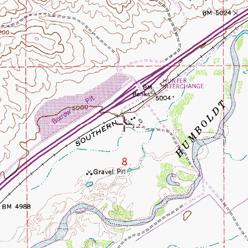 Topographic Map of Hunter Banks Ranch, NV