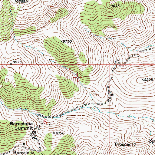 Topographic Map of Barcelona Mining District (historical), NV