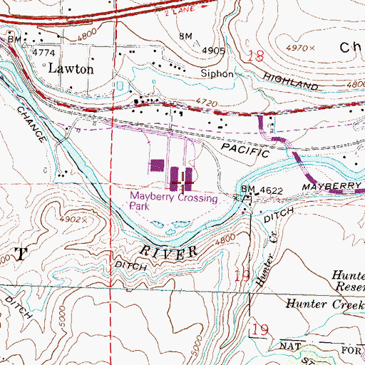 Topographic Map of Mayberrys (historical), NV