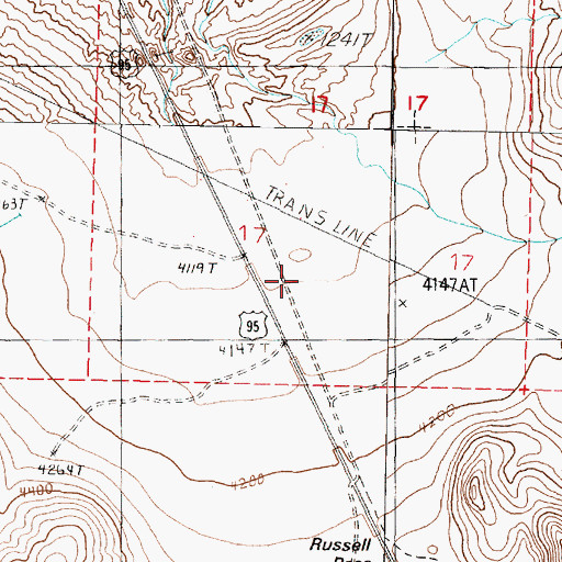 Topographic Map of Alans (historical), NV
