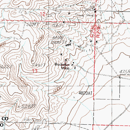 Topographic Map of Buckskin (historical), NV
