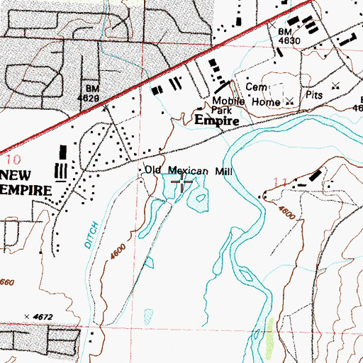 Topographic Map of Meads Quartz Mill (historical), NV