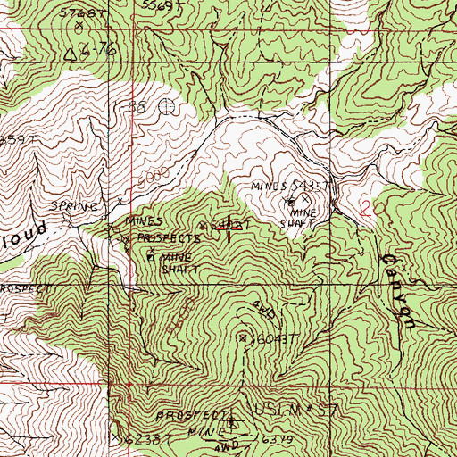 Topographic Map of White Cloud Mining District, NV