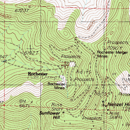 Topographic Map of East Rochester (historical), NV