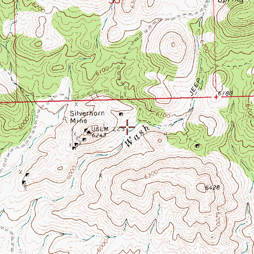 Topographic Map of Silverhorn Mining District, NV