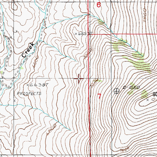 Topographic Map of Rock Creek Mining District, NV