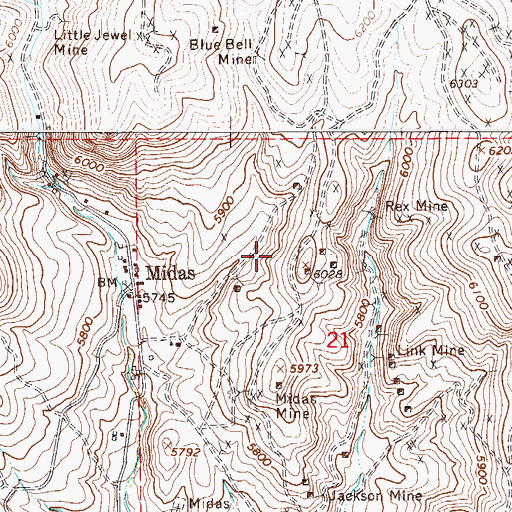 Topographic Map of Gold Circle Mining District, NV
