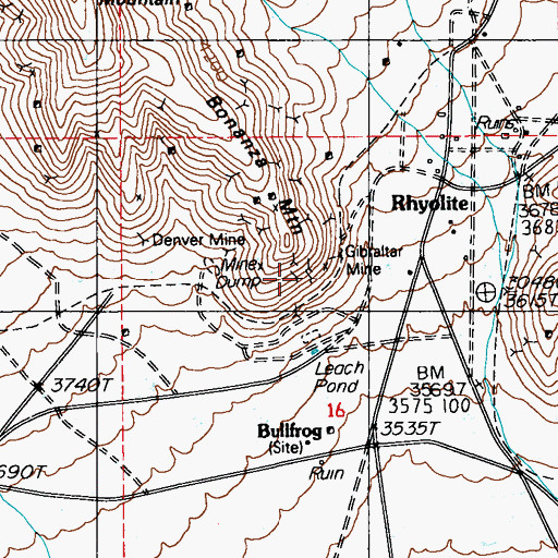 Topographic Map of Tramps Mine, NV