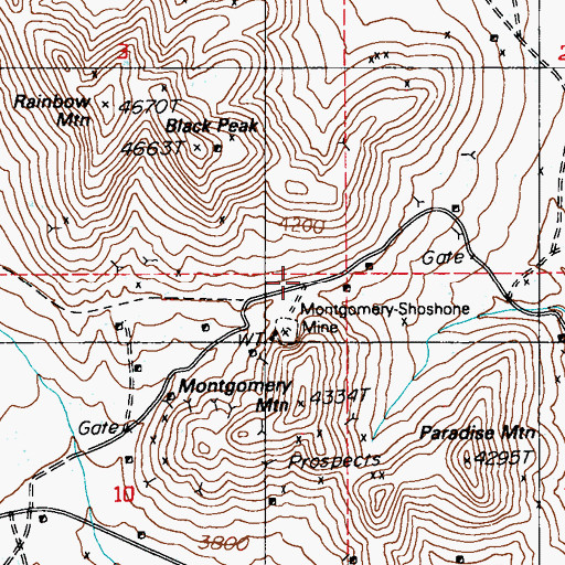 Topographic Map of Doris Montgomery Pass, NV