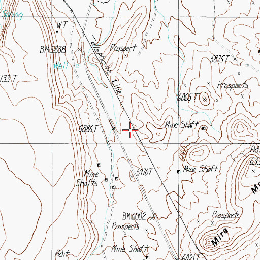 Topographic Map of Keith (historical), NV