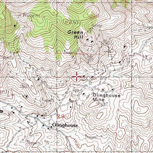 Topographic Map of Dondero Shaft, NV