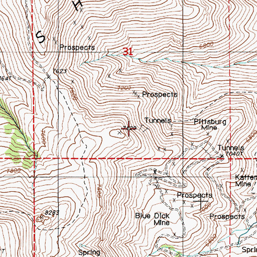 Topographic Map of Highland Chief Mine, NV