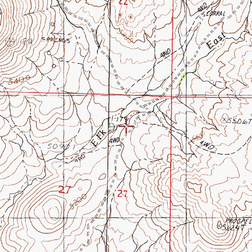Topographic Map of Disaster Mining District, NV
