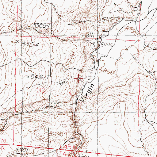 Topographic Map of Esling Ranch, NV
