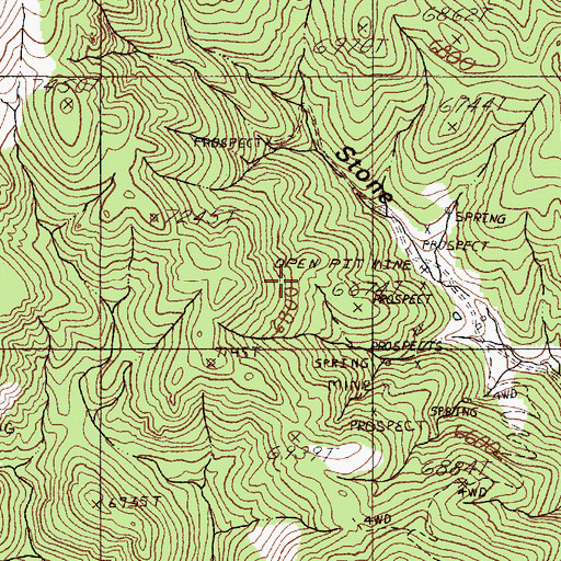Topographic Map of Tungsten Mountain Mining District, NV