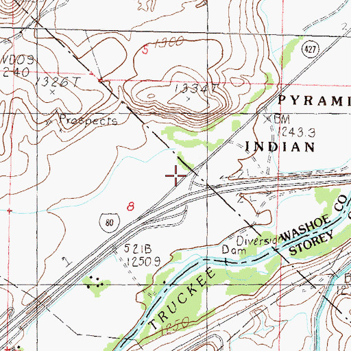Topographic Map of Olinghouse Junction (historical), NV