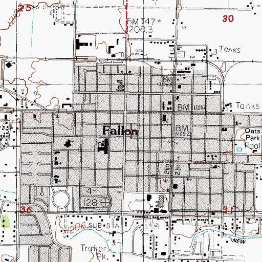Topographic Map of Fallon Seventh Day Adventist School, NV