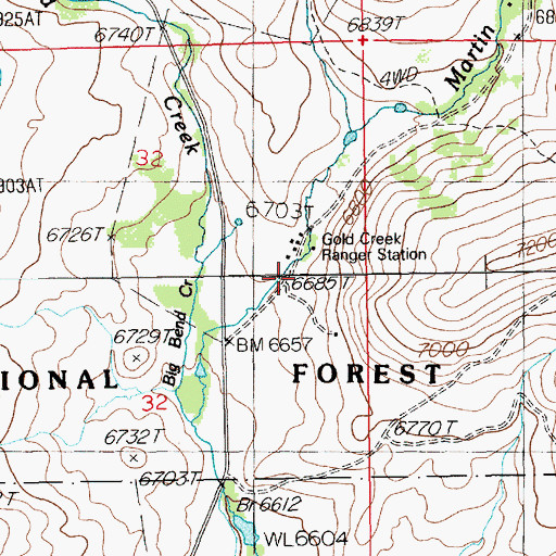 Topographic Map of Gold Creek Public Campgrounds, NV