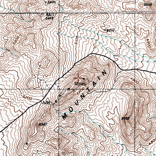 Topographic Map of Mercury Mine, NV