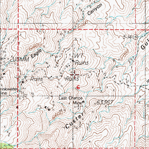 Topographic Map of Crowning Glory Mine, NV