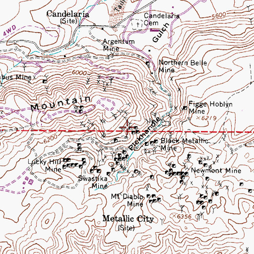 Topographic Map of Vulture Mine, NV