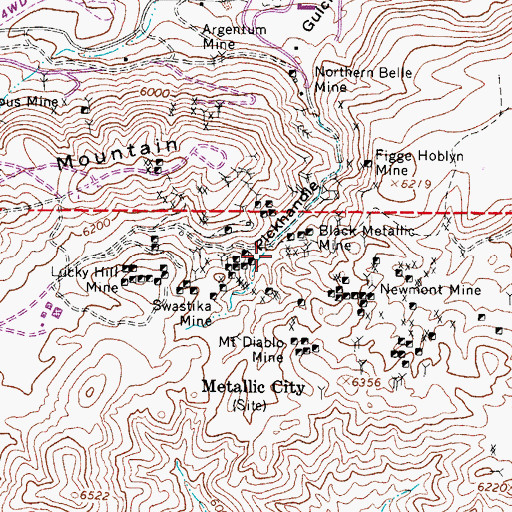 Topographic Map of Pappinaux Mine, NV