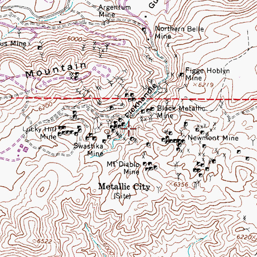 Topographic Map of Bellmarte Mine, NV