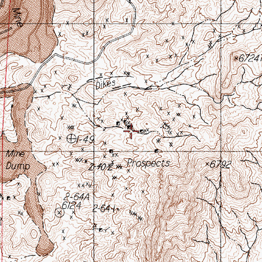 Topographic Map of Merrimac Mine, NV