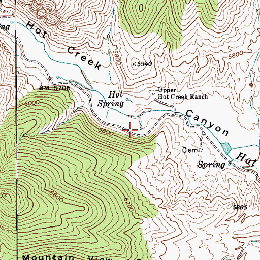 Topographic Map of Hot Creek Ranch Spring, NV