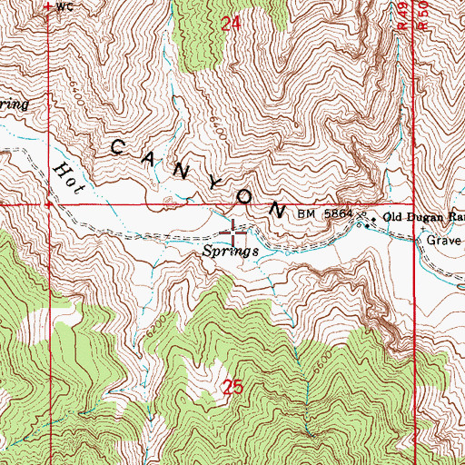 Topographic Map of Old Dugan Place Hot Spring, NV