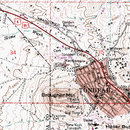 Topographic Map of Mizpah Mine, NV