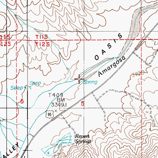 Topographic Map of Beatty Springs, NV