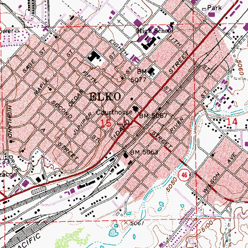 Topographic Map of Ruby Mountain Christian School, NV