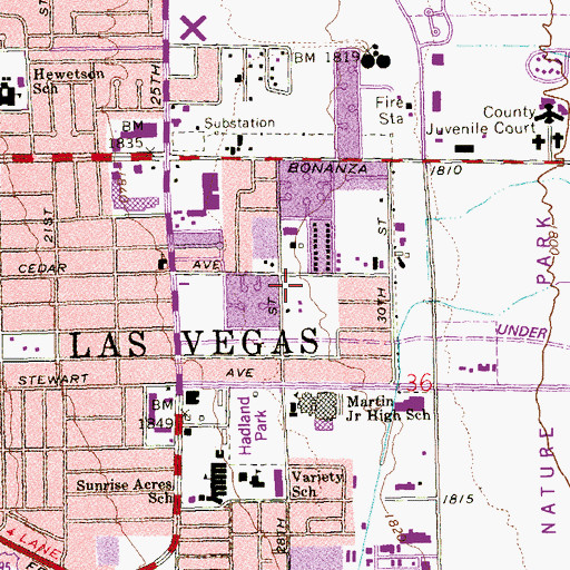 Topographic Map of Clark County Christian School, NV