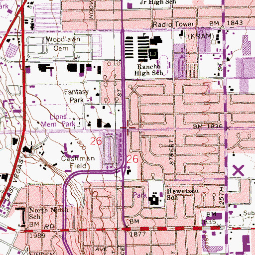 Topographic Map of Echoes Christian Academy, NV