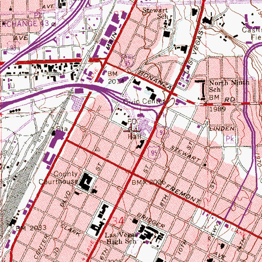 Topographic Map of War Memorial Building, NV