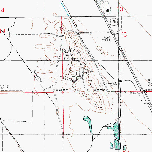 Topographic Map of Ashurst Cemetery, AZ