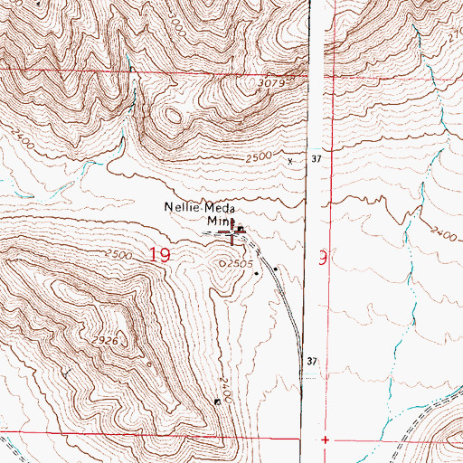 Topographic Map of Nellie-Meda Mine, AZ