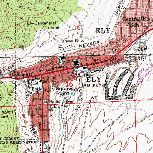 Topographic Map of Sacred Heart Elementary School, NV