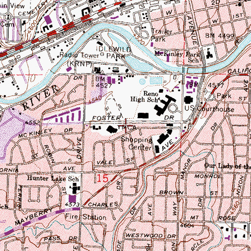 Topographic Map of Cambridge School, NV