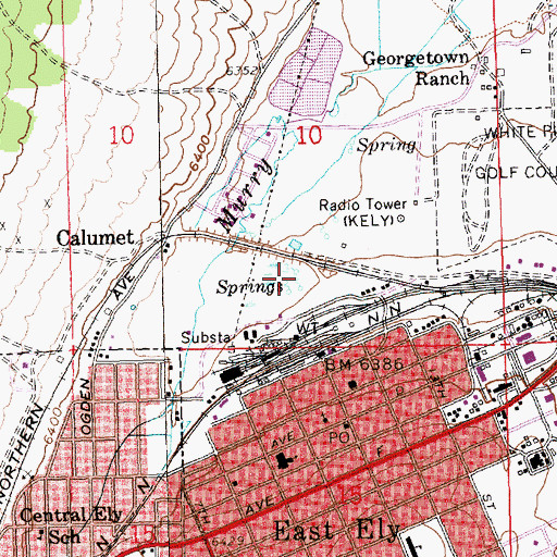 Topographic Map of Ely Warm Springs, NV