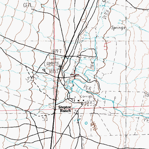 Topographic Map of Campbell Ranch Springs, NV