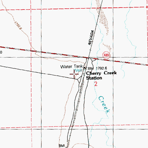 Topographic Map of Cherry Creek Hot Springs, NV