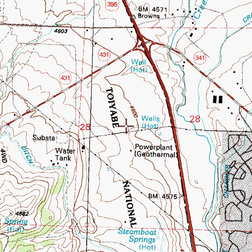 Topographic Map of West Reno Well, NV