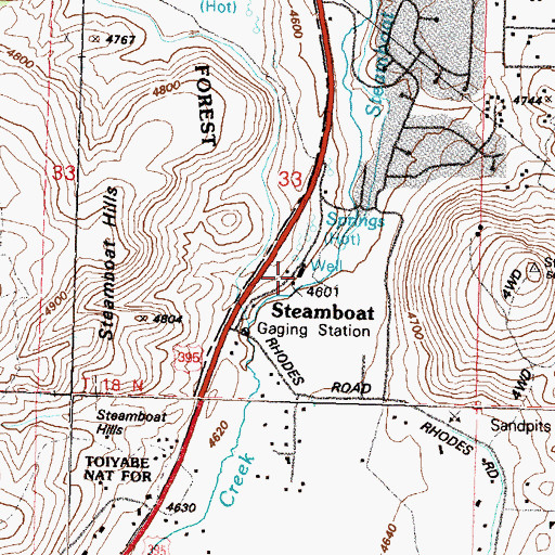 Topographic Map of Steamboat 4 Well, NV