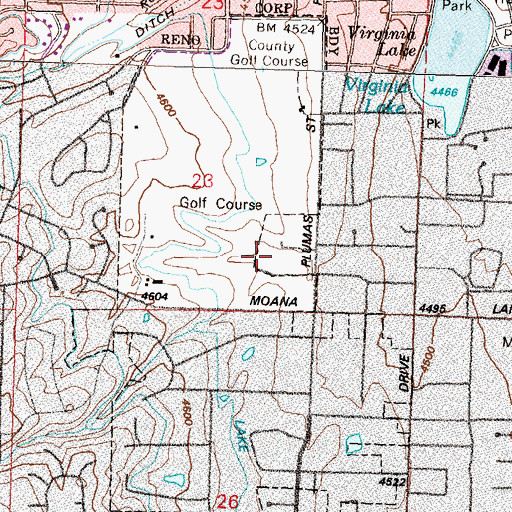 Topographic Map of Country Club Wells, NV