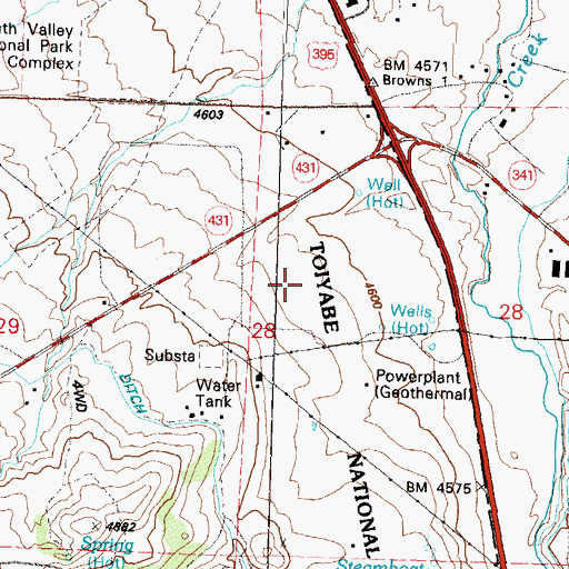 Topographic Map of Senges Well, NV