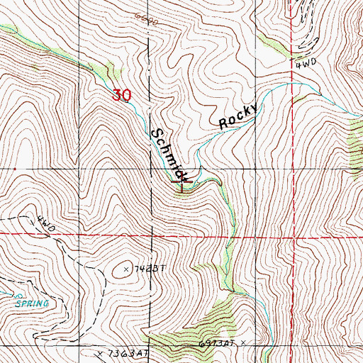 Topographic Map of Sixmile Creek, NV
